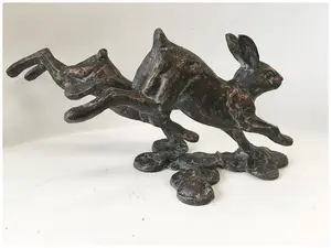 Running Rabbits Garden Sculpture Cast Iron Ornament