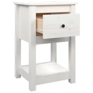 Berkfield Bedside Cabinet White 40x35x61.5 cm Solid Wood Pine