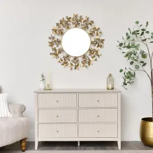 Melody Maison Round Gold Butterfly Mirror