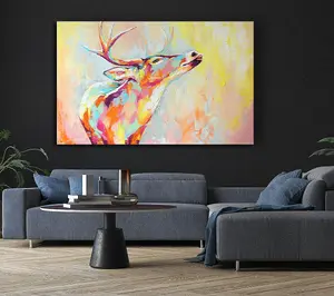 The Stag Looking Ahead Canvas Print Wall Art - Medium 20 x 32 Inches