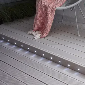 Litecraft Pack of 10 Circular Stainless Steel LED Cool White Outdoor Decking Lights