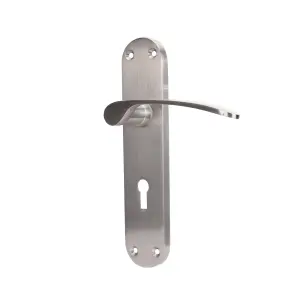 Sandleford Denton Door Handle Lock Lever Set - Brushed Nickel