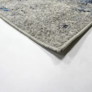 Gilbert Blue & Grey Abstract Small Rug, (L)150cm x (W)80cm