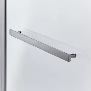 GoodHome Nubia Straight 1 panel Clear glass Silver effect frame Bath screen, (W) 950mm (H) 1500mm