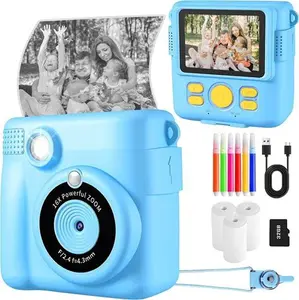 Instant Print Camera, Kids Camera Digital Camera 1080P HD Photo And Video Recording With 32G SD Card, 3 Rolls Photo Paper For Age 6-12 Boys And