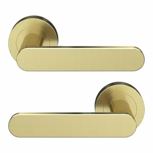 GoodHome Minzh Brushed Brass effect Round Latch Door handle (L)120mm (D)53mm, Pair of 2