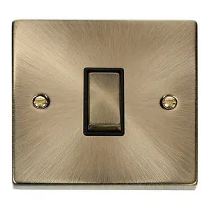 Antique Brass 10A 1 Gang Intermediate Ingot Light Switch - Black Trim - SE Home