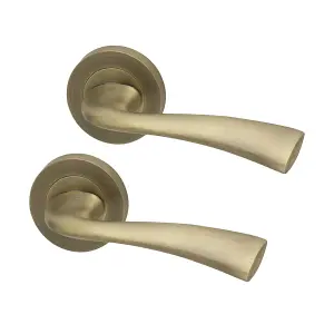 Intelligent Hardware - Internal Door Handle - Pair - Lever on Round Rose - Scimitar - Matt Antique