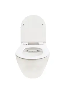 Top Ceramics White Round Wall Hung Rimless Toilet with Soft Close Seat and 1.12m Cistern Frame