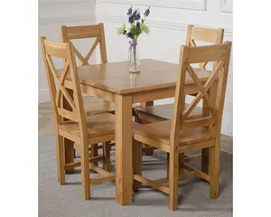 Oslo 90 x 90 cm Oak Small Dining Table and 4 Chairs Dining Set with Berkeley Oak Chairs