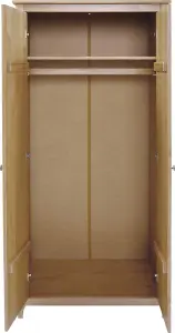 Oslo 2 Door Wardrobe in Pine Finish Metal Handles