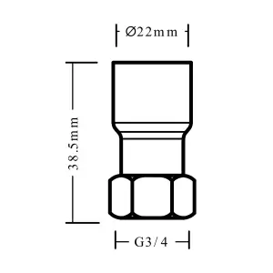 Plumbsure Straight End feed Tap connector 22mm