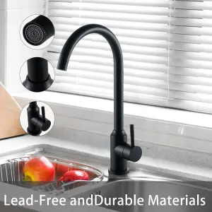 Kitchen Sink Mixer Tap 360 Swivel Spout Monobloc Mixers Faucet Single Lever Matte Black