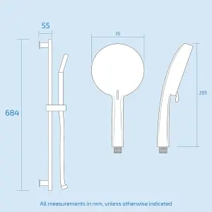 Calla Round Concealed Thermostatic Shower Valve Mixer Set - Ceiling Head & Adjustable Slider Rail Handset