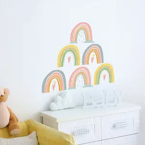 Walplus Hand-Drawn Rainbows Kids Sticker PVC Multicoloured