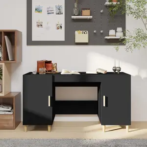 Berkfield Desk Black 140x50x75 cm Engineered Wood