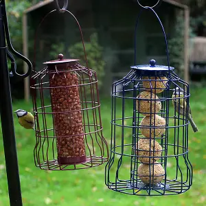 Metal Hanging Wild Bird Feeder - 3pcs Seed, Nut and Fat Ball Squirrel Proof