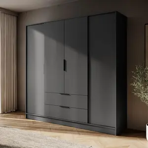  Sleek Graphite Kelly Wardrobe: 206cm of Contemporary Storage for Stylish Homes