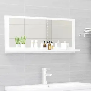 Berkfield Bathroom Mirror White 90x10.5x37 cm Engineered Wood