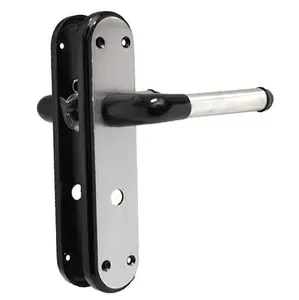 Marina Door Handle Two Tone Bathroom Lock Lever - Black Nickel and Satin by Betley Butterfly