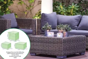 Garden Outdoor Water Resistant 3 Piece Large Corner Sofa Seat Set & Table Cover