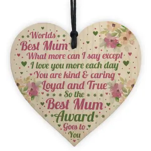 Red Ocean Mum Award Birthday Gifts For Mum Mothers Day Gifts Wooden Heart Gift For Mum Mummy Gift From Daughter Son