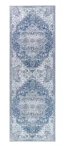 Persian Blue Rug, Floral Rug, Geometric Rug, Easy to Clean Rug, Traditional Rug for Bedroom, & DiningRoom-160cm X 230cm