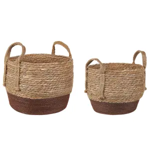 Set of 2 Plant Pots PALADJU Wicker Natural