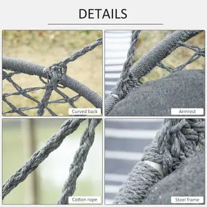 Outsunny Hanging Hammock Chair Macrame Seat for Patio Garden Yard Dark Grey