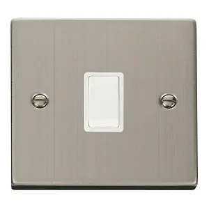 Stainless Steel 1 Gang 20A DP Switch - White Trim - SE Home