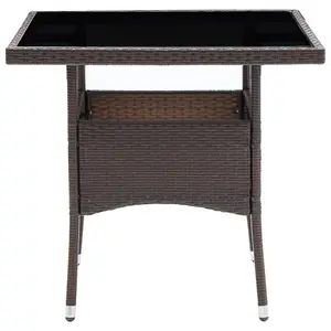 Berkfield Garden Dining Table Brown Poly Rattan