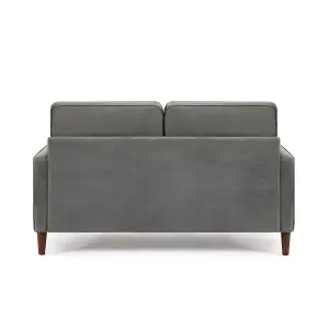 Edward Velvet Sofa 2 Seater Luxury Velvet Sofa Couch Settee Bolster Cushions, Grey