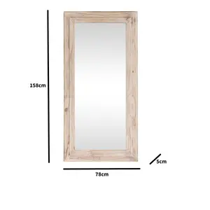 Melody Maison Large Rustic Wooden Wall/Leaner Mirror 158cm x 78cm