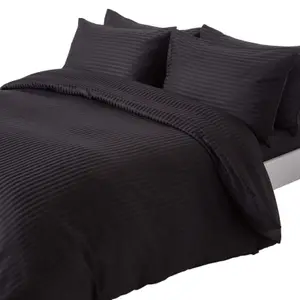 Homescapes Black Egyptian Cotton Duvet Cover and Pillowcases 330 TC, Double