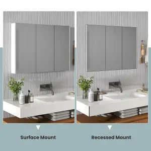 Costway Wall-Mounted Bathroom Mirror Cabinet 3 Door Storage Cupboard w/ Adjustable Shelves