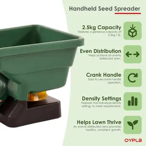 Oypla Green Handheld Garden Lawn Grass Feed Seed Fertiliser Spreader Shaker