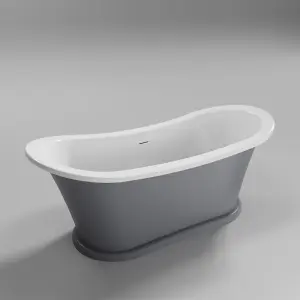 Trojan Baths Matt Grey Oval Left or right-handed Modern Freestanding Luxury bath (L)170cm (W)74cm