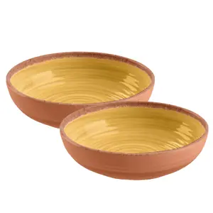 Purely Home Rustic Swirl Yellow Melamine Bowls - Set of 2