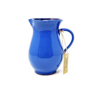 Selena Glazed Hand Dipped Solid Colour Kitchen Dining Pourer Jug Blue 1L (H) 19cm