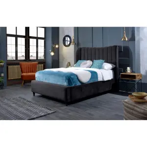 Carli Plush Velvet Steel Bed Frame