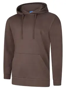 Uneek - Unisex Deluxe Hooded Sweatshirt/Jumper - 60% Ring Spun Combed Cotton 40% Polyester - Brown - Size XS