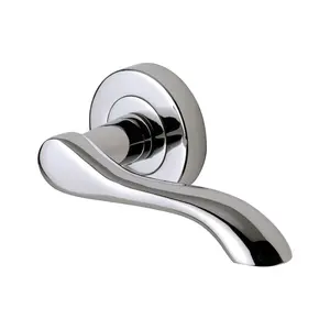 Sorrento Door Handle Lever Latch on Round Rose Aurora Design Polished Chrome