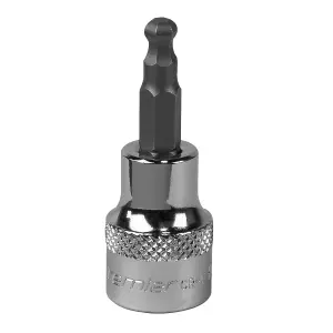 Sealey Ball-End Hex Socket Bit 5mm 3/8" Square Drive Chrome Plated Tool SBBH003