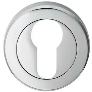 50mm Euro Profile Round Escutcheon Beveled Edge Concealed Fix Polished Chrome