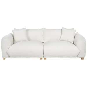 3 Seater Fabric Sofa Off-White LUVOS