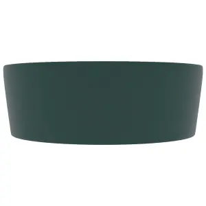 Berkfield Luxury Wash Basin with Overflow Matt Dark Green 36x13 cm Ceramic