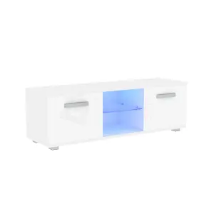 Vida Designs Cosmo White 2 Door LED TV Unit 120cm Sideboard Cabinet