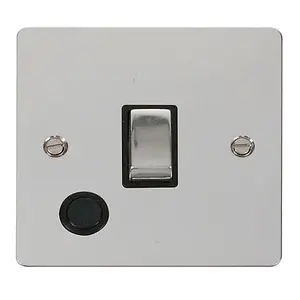 Flat Plate Polished Chrome 1 Gang 20A Ingot DP Switch With Flex - Black Trim - SE Home