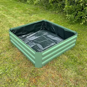 Metal Raised Vegetable Bed in Green (100cm x 30cm) with Liner