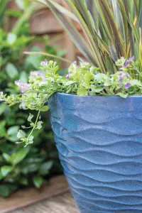 Lightweight Recycled Plastic Garden Pot Planter Large Windermere Plant Pot - Plastic - L38 x W38 x H33 cm - Blue